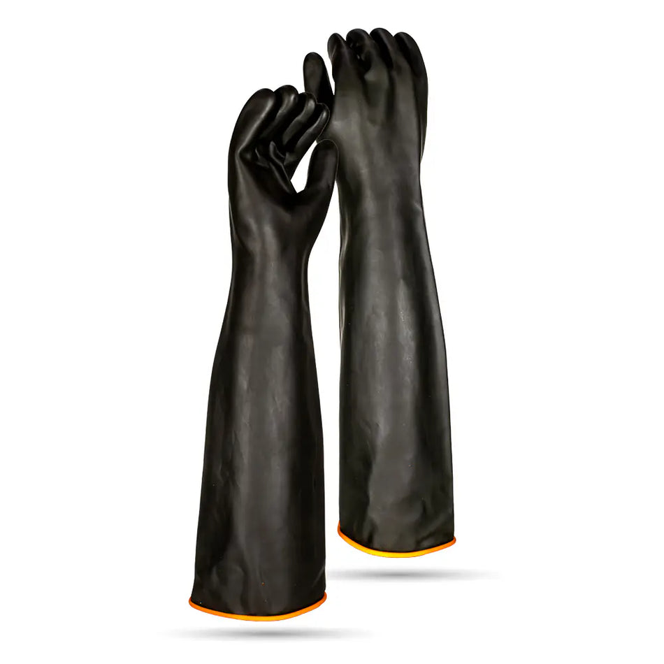 Black Industrial Rubber Glove Smooth Palm
