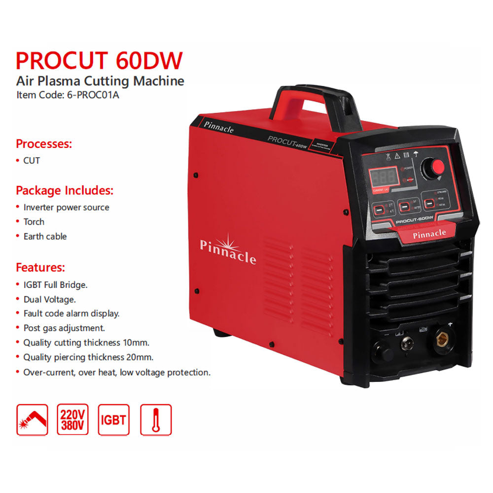 Product details for Pinnacle Procut 60DW Plasma Cutter - Dual Voltage