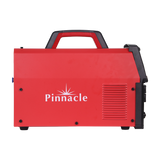 Side view of Pinnacle Plasma Cutting Machine featuring red casing and carrying handle.