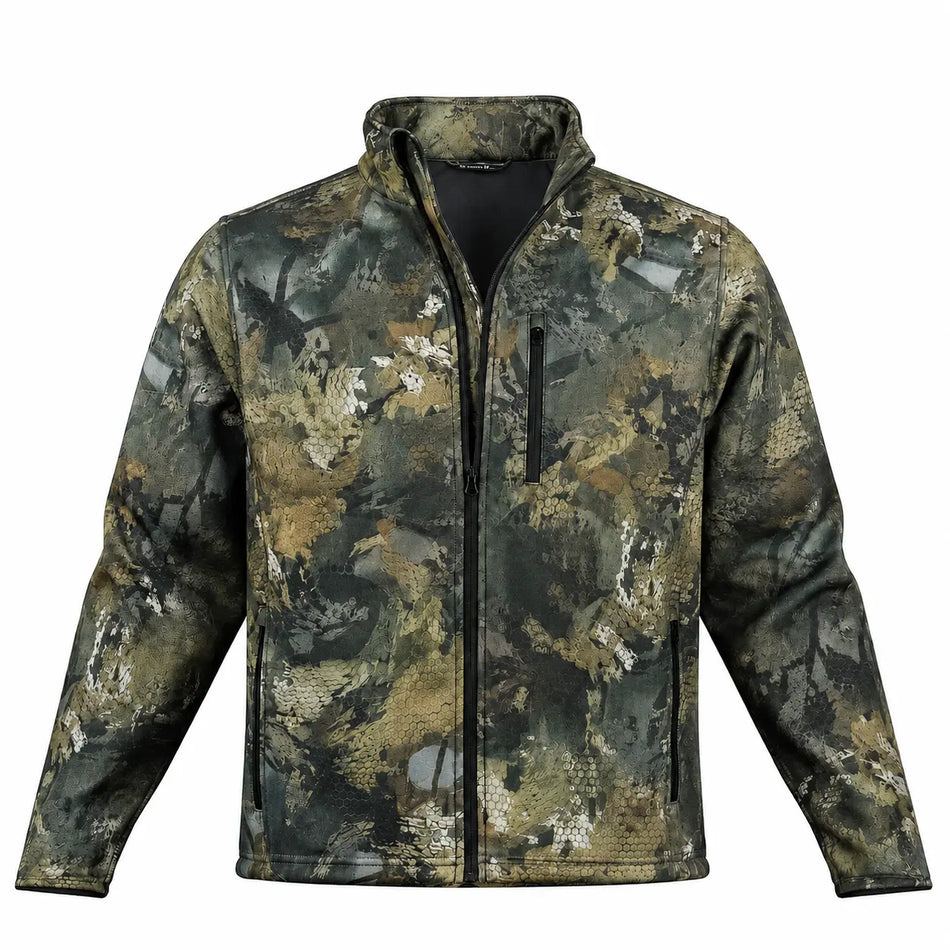 Pinnacle camo softshell windbreaker jacket front view