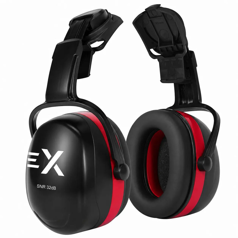Front view of Pinnacle Extreme Hard Hat Earmuffs