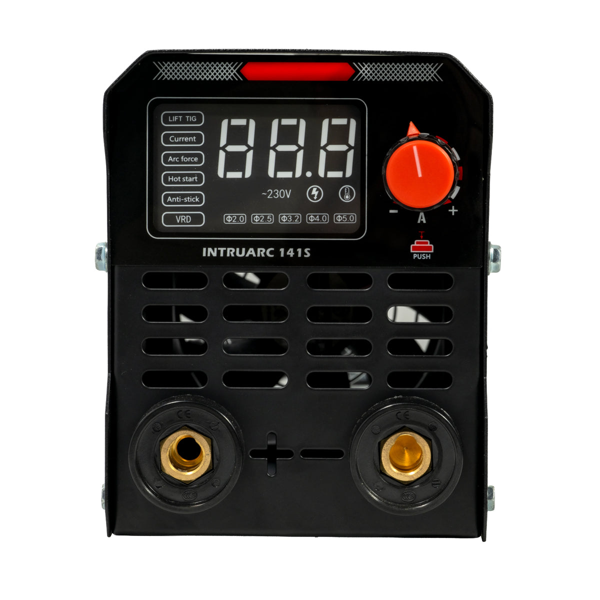 Front view of Pinnacle IntruARC 141 140Amp portable inverter welding machine