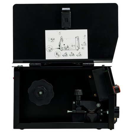 Pinnacle MIGARC 145 gasless MIG welding machine wire feed side view with spool holder
