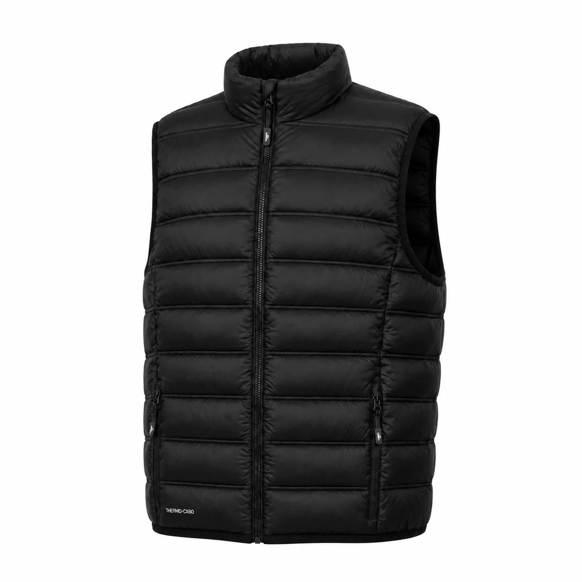 Pinnacle puffer body warmervest black angled front view
