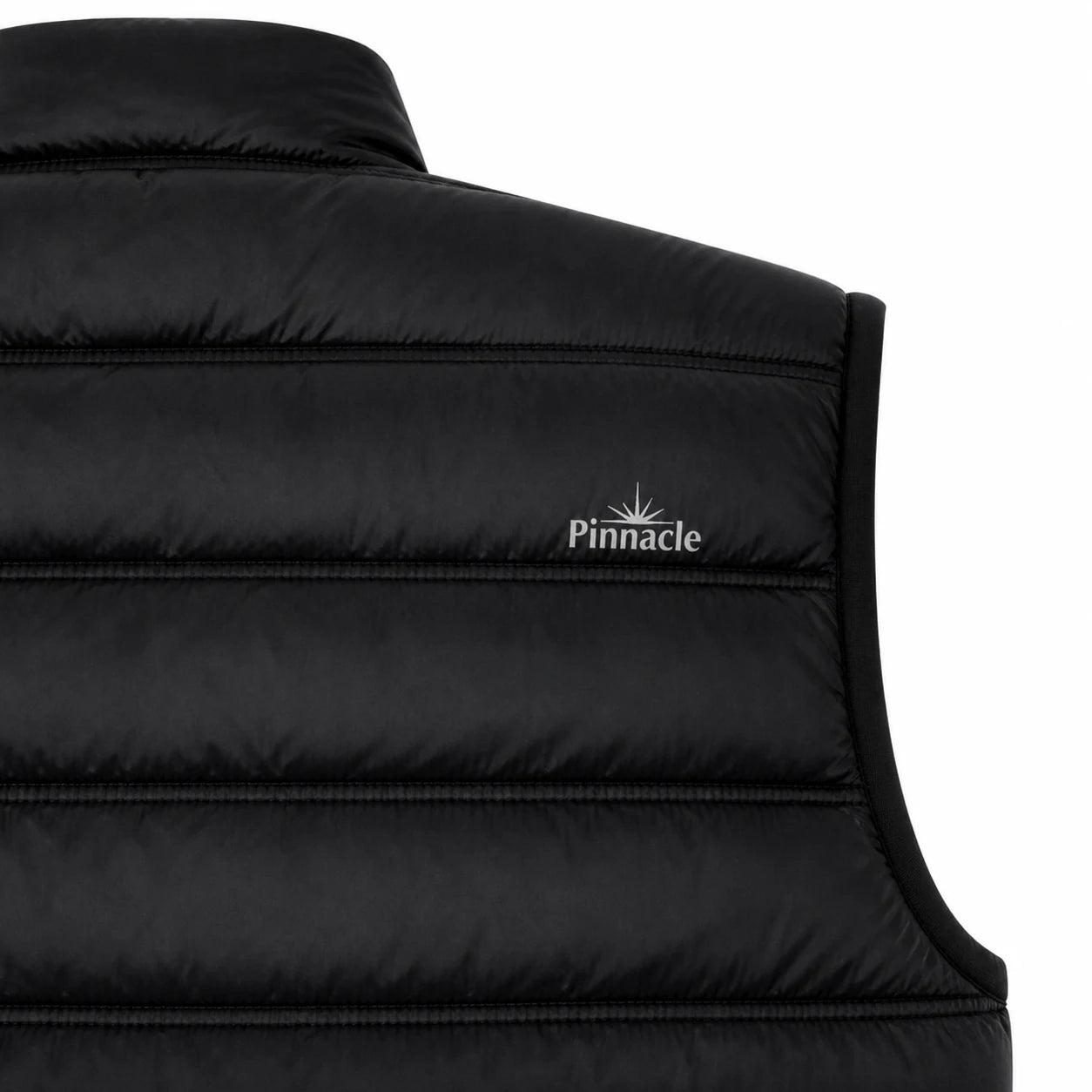 Pinnacle puffer body warmervest black logo detail
