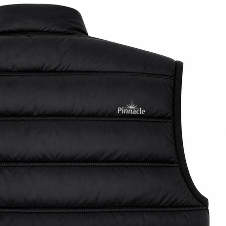 Pinnacle puffer body warmervest black logo detail
