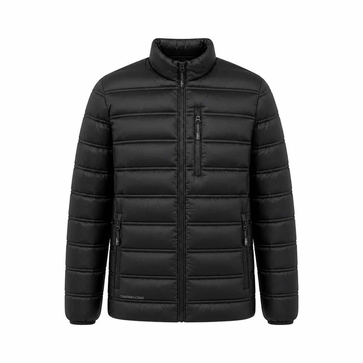 Pinnacle puffer jacket black front view