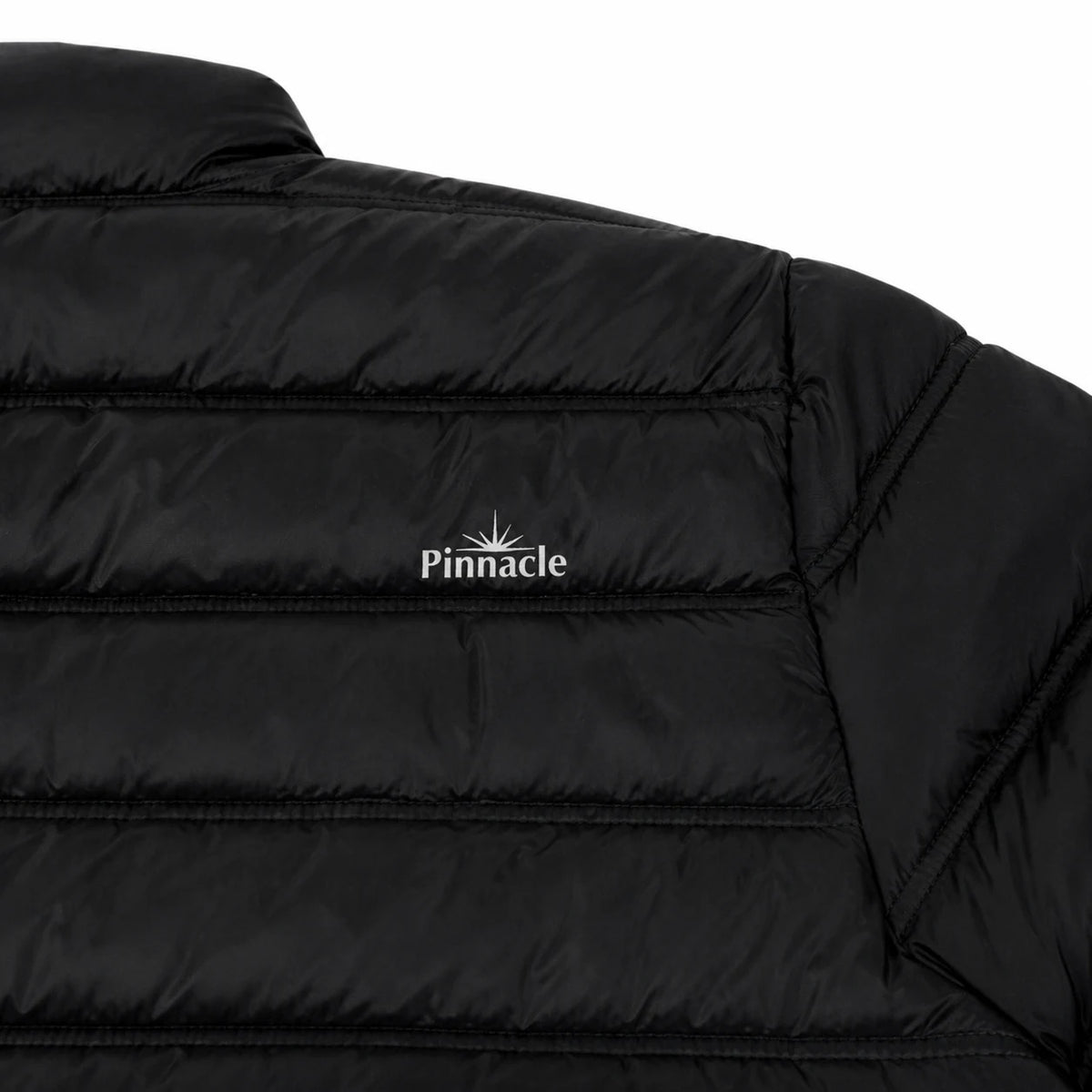 Pinnacle puffer jacket black logo detail