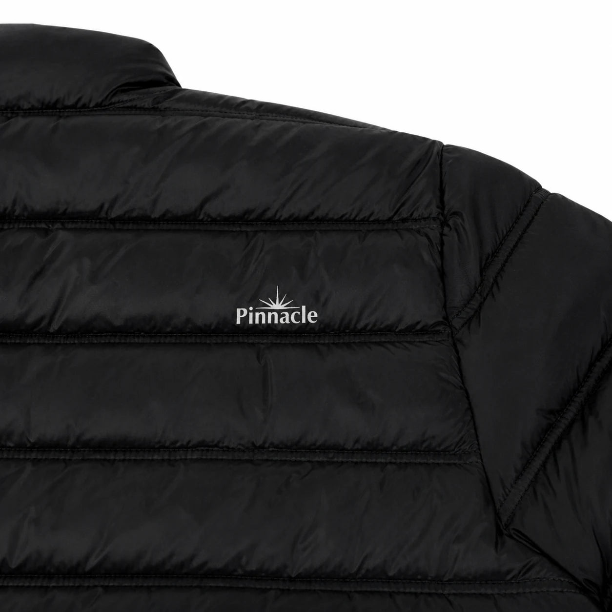 Pinnacle puffer jacket black logo detail