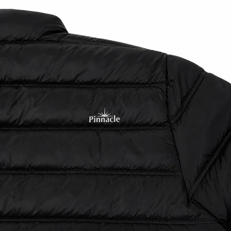Pinnacle puffer jacket black logo detail