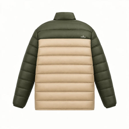 Pinnacle puffer jacket fatigue stone back view