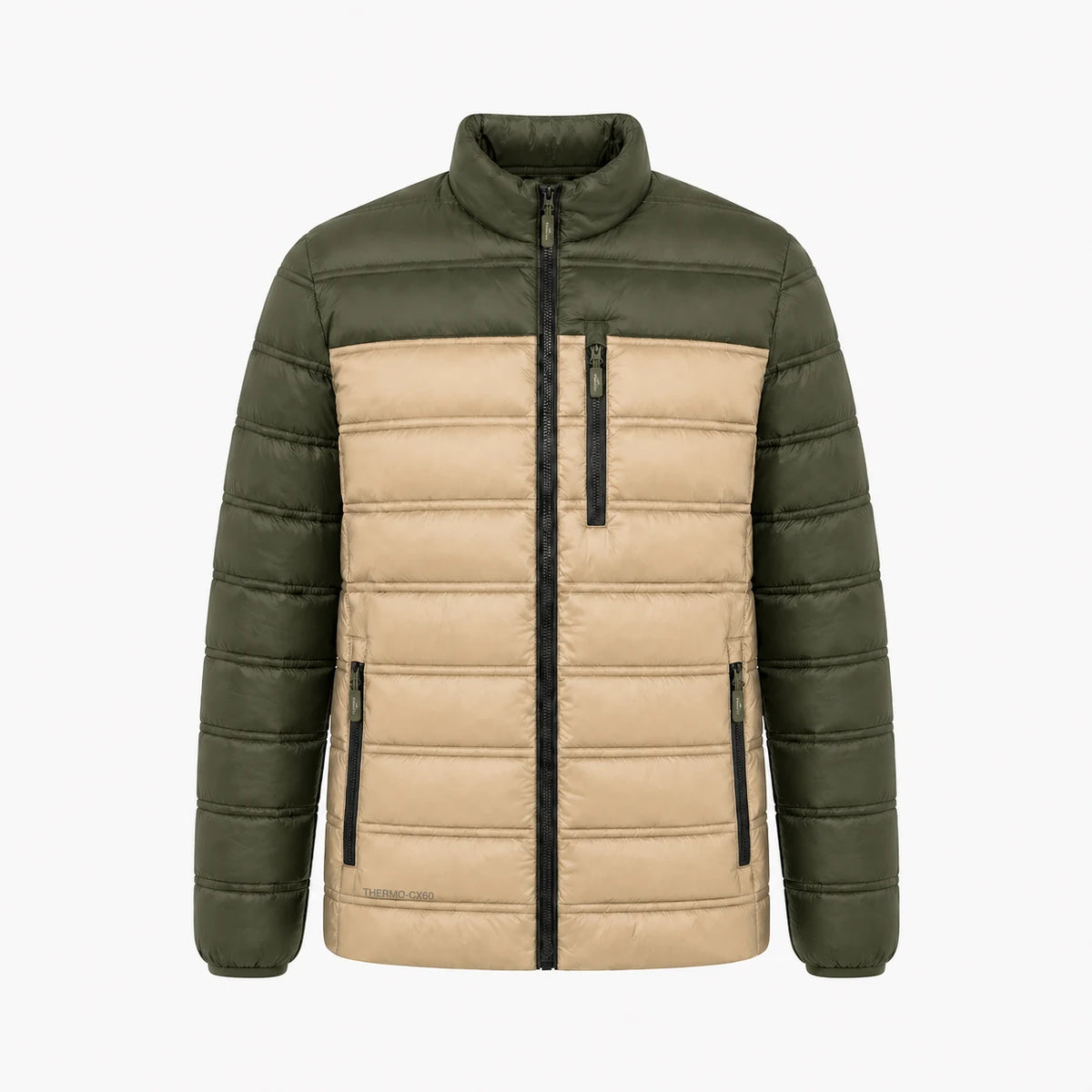 Pinnacle puffer jacket fatigue stone front view