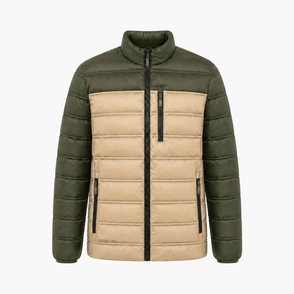 Pinnacle puffer jacket fatigue stone front view