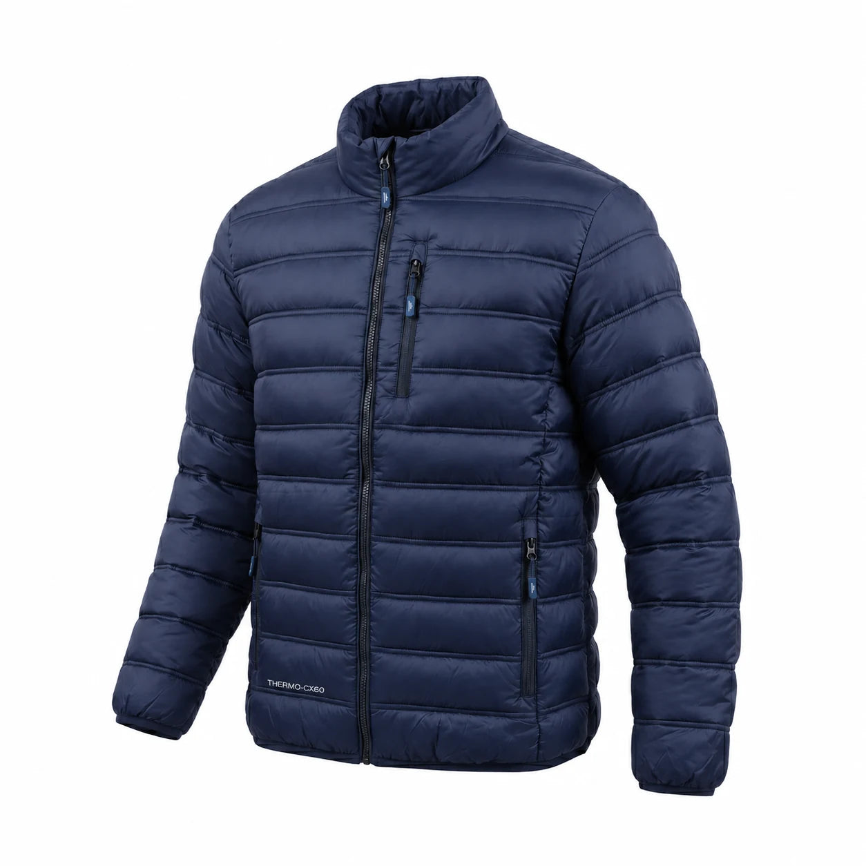 Pinnacle puffer jacket navy angled front view