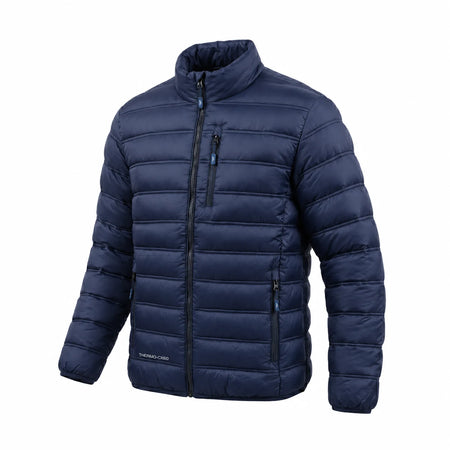 Pinnacle puffer jacket navy angled front view