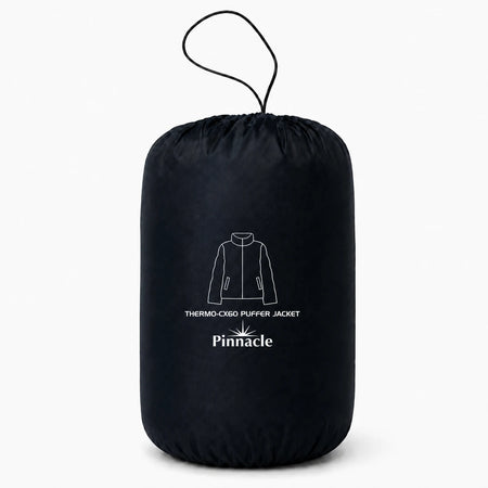 Pinnacle puffer jacket black zipped pocket detail