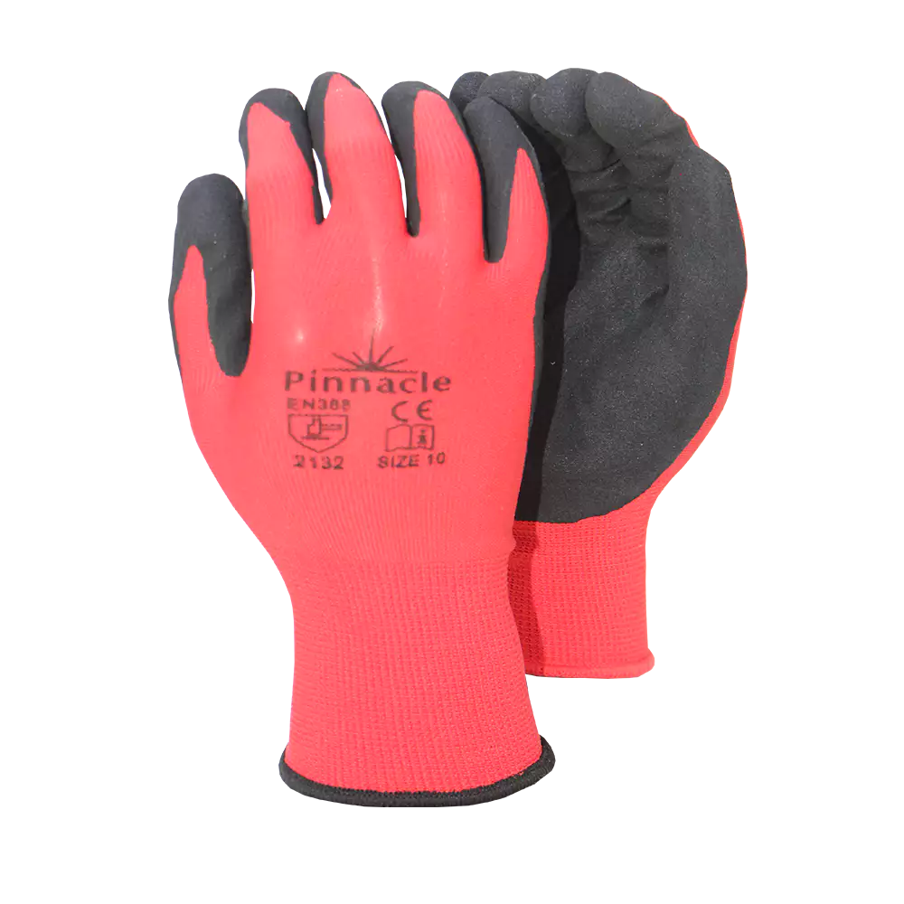 Pinnacle SP-Flex HD Red/Black Ninja Nitrile Safety Glove Sandy Palm