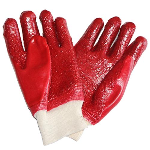 Pinnacle PVC Red Rough Palm Heavy Duty Knit Wrist Gloves
